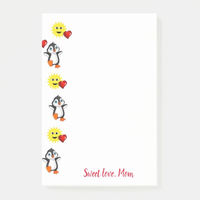 Post-it® Heureuse Sainte-Valentin Penguin Publier une note (Devant)
