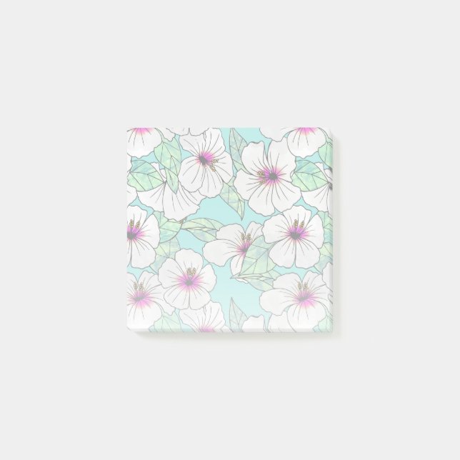 Post-it® Hibiscus tropical rose et blanc Motif floral (Devant)