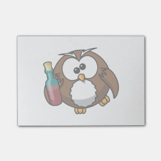 Post-it® Hibou ivre mignon de bande dessinée