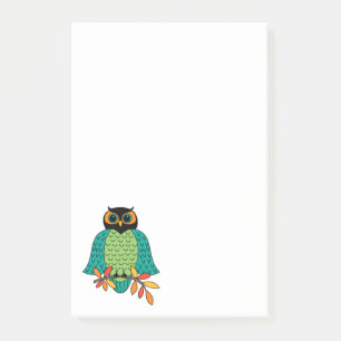 Post-it® Hibou turquoise d'automne grand