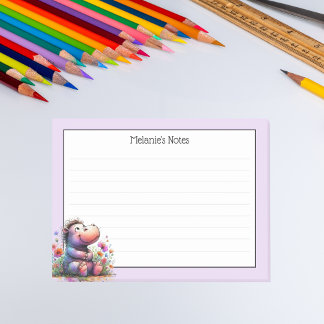 Post-it® Hippo Aquarelle Cute Avec Lignes