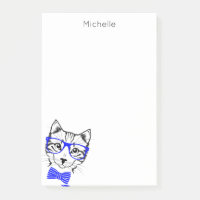 Hipster Cat blue ajoutez votre nom