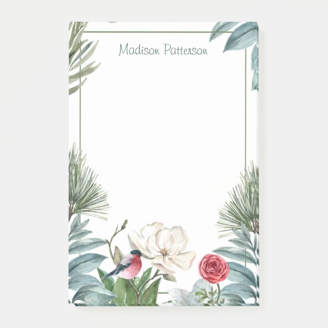 Post-it® Hiver Floral Aquarelle de Noël personnalisée (Devant)