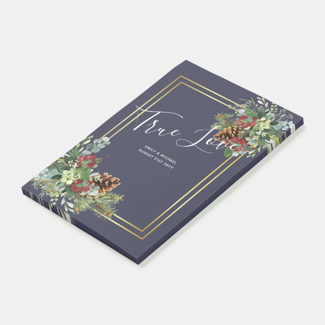 Post-it® Hiver Red Berries Pine Cones Mariage (Incliné)