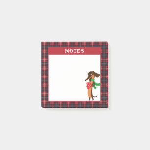 Post-it® Holiday Dachshund Plaid