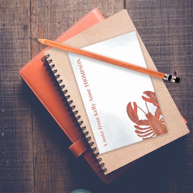 Post-it® Homard à l'aquarelle rouge Personnalisé  (Red lobster personalized post it notes.)