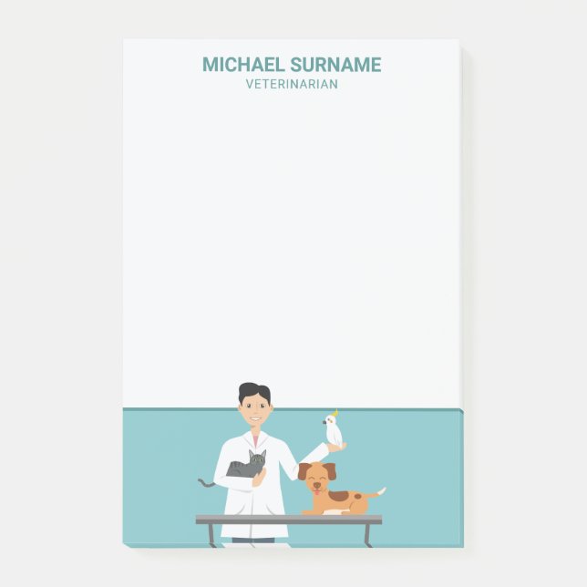 Post-it® Homme vétérinaire avec des animaux et texte person (Devant)