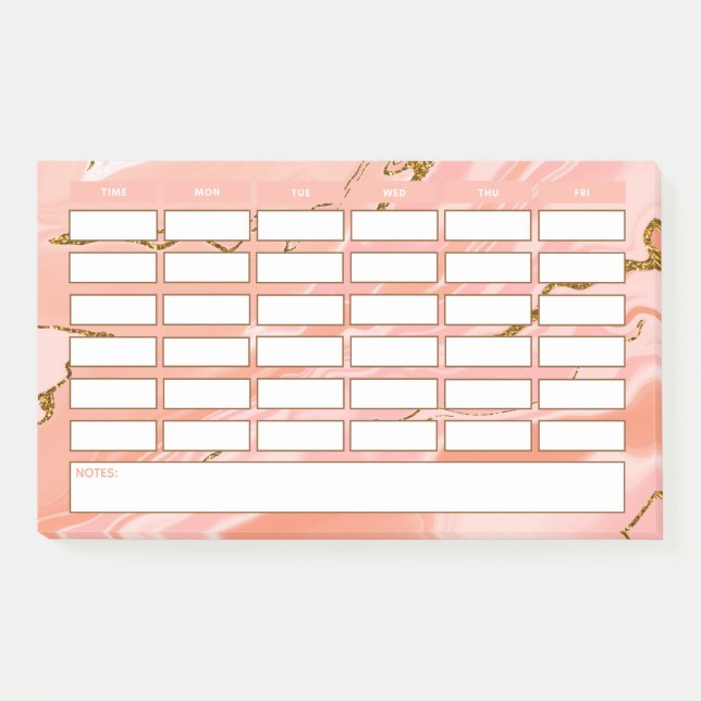 Post-it® Horaire stylish Girly Pink Gold School Horaire (Devant)