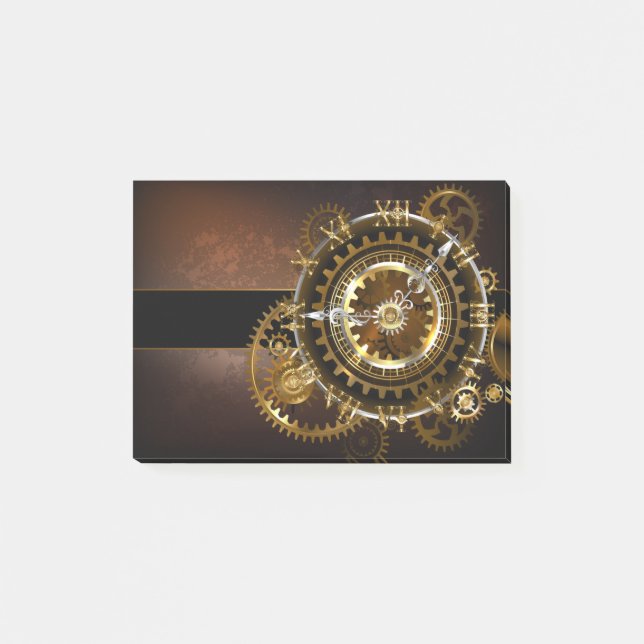 Post-it® Horloge Steampunk avec des engrenages anciens (Devant)