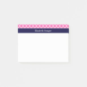 Post-it® Hot Pink2 Wharf Marocain #5 Marine Nom bleu Monogr