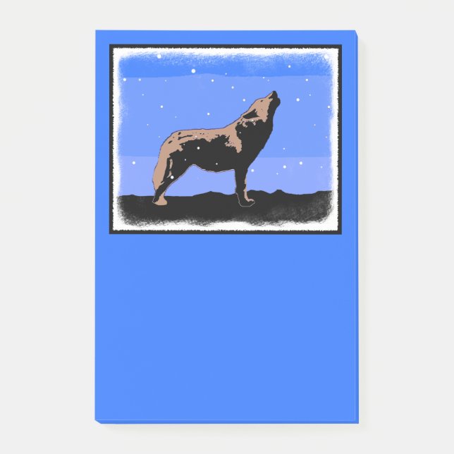 Post-it® Howling Wolf en hiver - Art faunique original (Devant)