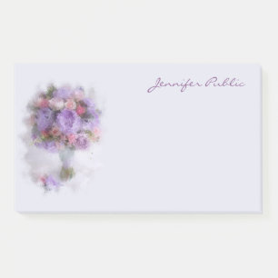 Post-it® Huile Couleur Fleurs Main Script Elegant Art Modèl