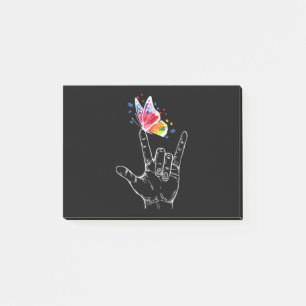 Post-it® I Love You Hand Sign Language Butterfly Autism