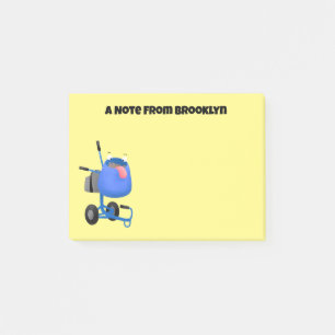 Post-it® Illustration amusante du mélangeur de ciment bleu