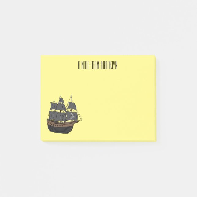 Post-it® Illustration de bateau pirate (Devant)