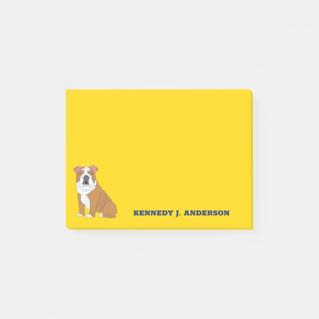 Post-it® Illustration de Bulldog anglais personnalisée (Devant)