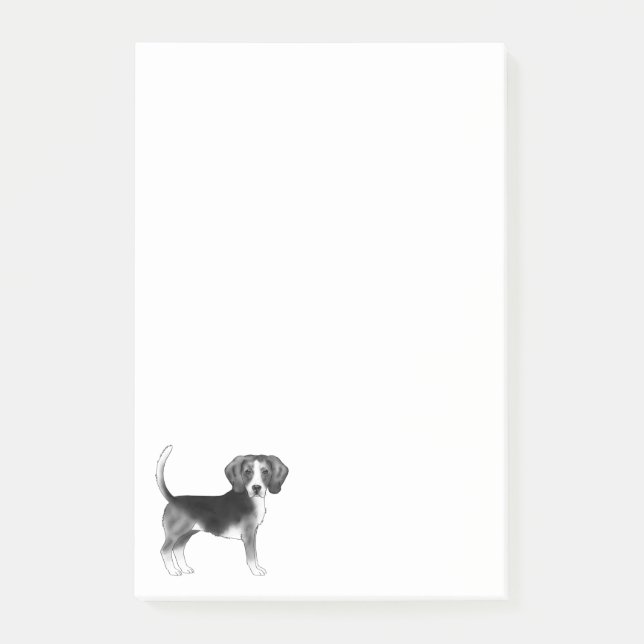 Post-it® Illustration De Chien Beagle En Noir Et Blanc (Devant)