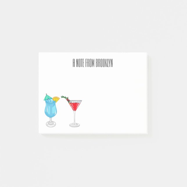 Post-it® Illustration de cocktail (Devant)