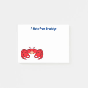 Post-it® Illustration de crabe rouge mignon de style dessin