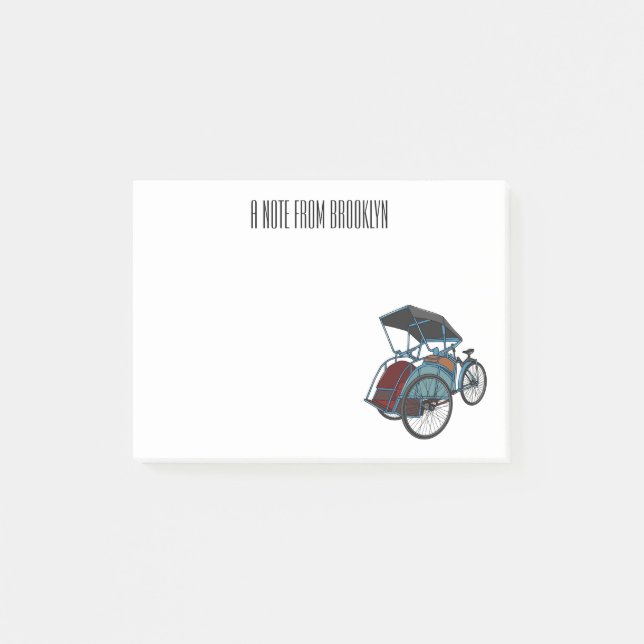 Post-it® Illustration de cyclo-pousse (Devant)