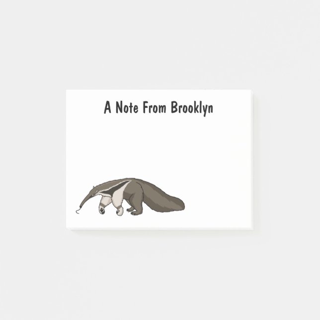 Post-it® Illustration de dessin animé d'Anteater happy (Devant)