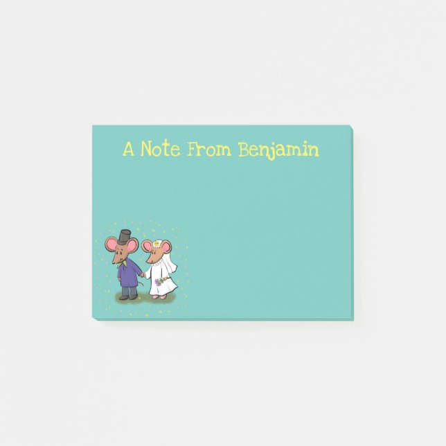 Post-it® Illustration de dessin animé d'un couple de souris (Devant)