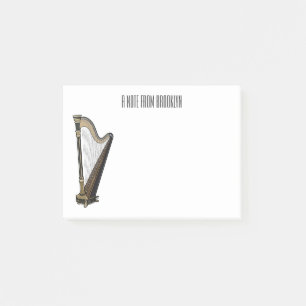 Post-it® Illustration de dessin animé sur la harpe