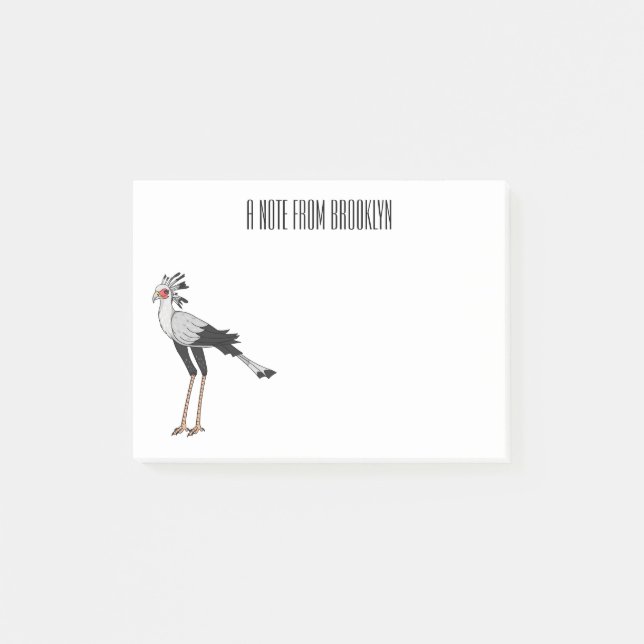 Post-it® Illustration de dessin du secrétaire pour oiseaux (Devant)
