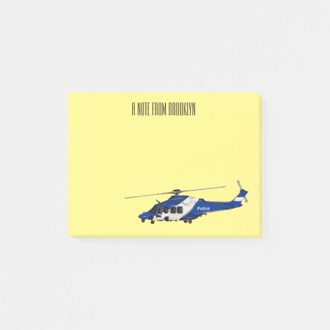 Post-it® Illustration de l'hélicoptère de police (Devant)