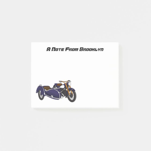 Post-it® Illustration de moto pourpre Sidecar (Devant)
