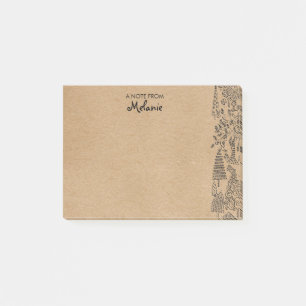Post-it® Illustration des arbres rustiques Kraft personnali