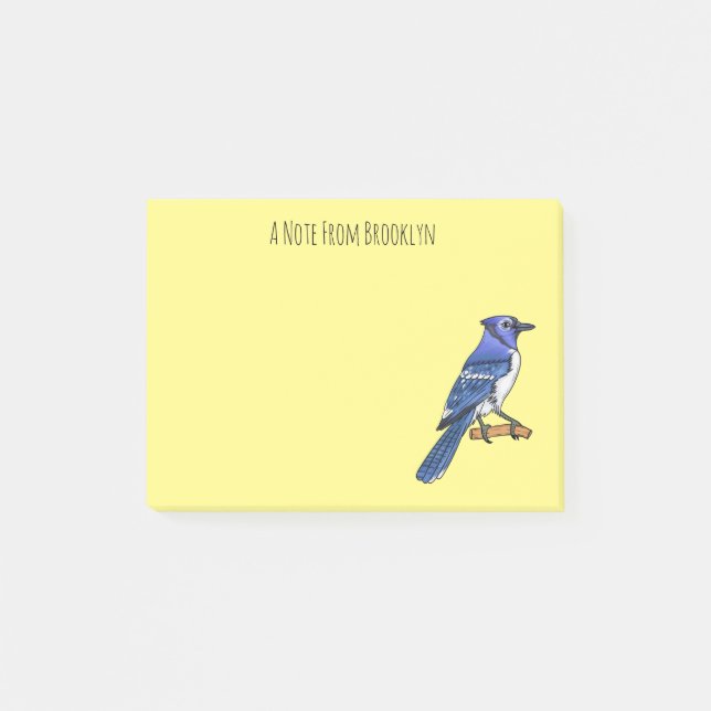 Post-it® Illustration d'oiseau de jay bleu (Devant)