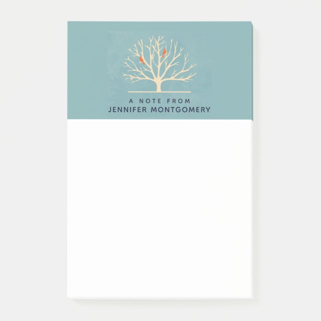 Post-it® Illustration d'Oiseaux oranges modernes dans un gr (Devant)