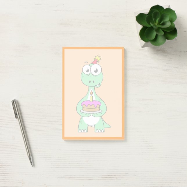 Post-it® Illustration Du Brontosaurus Avec Gâteau D'Anniver (Bureau)