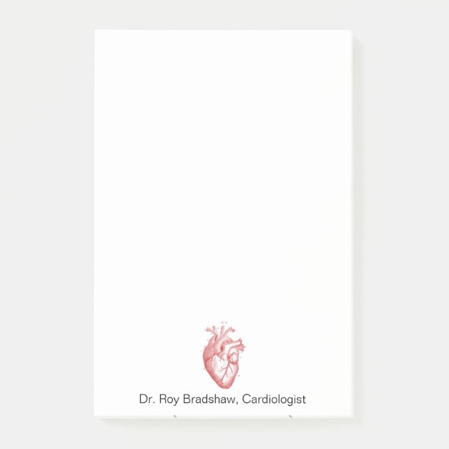 Post-it® Illustration du coeur rouge anatomique Médicale (Devant)
