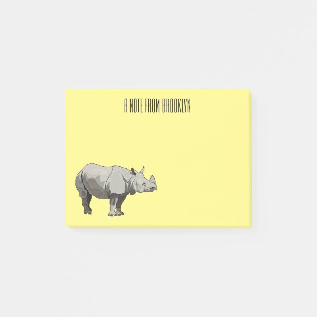 Post-it® Illustration du rhinocéros de Javan (Devant)