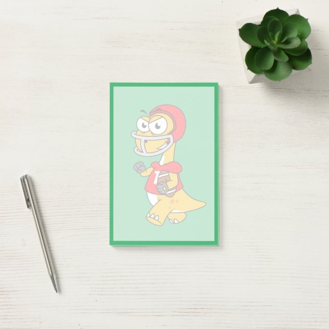 Post-it® Illustration D'Un Brontosaurus Jouant Au Football. (Bureau)