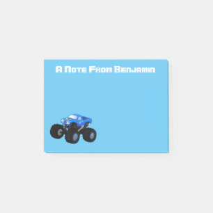 Post-it® Illustration d'un camion monstre bleu mou