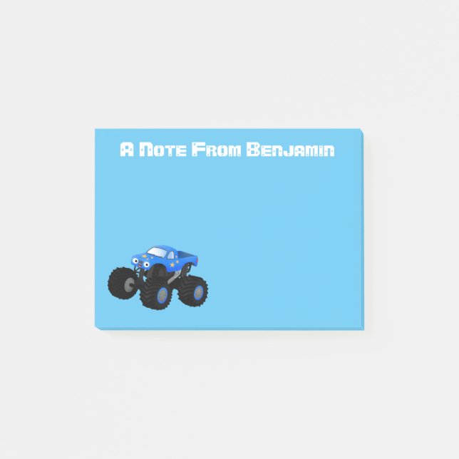 Post-it® Illustration d'un camion monstre bleu mou (Devant)