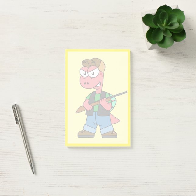 Post-it® Illustration D'Un Chasseur De Spinosaure Avec Arme (Bureau)