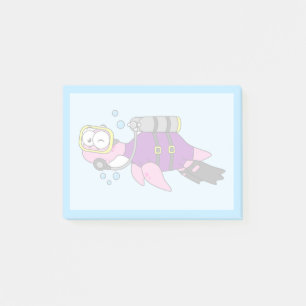 Post-it® Illustration D'Un Loch Ness Monster Scuba Diver.