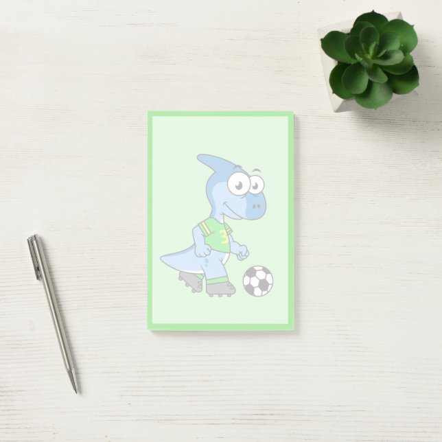 Post-it® Illustration D'Un Parasaurolophus Jouant Au Footba (Bureau)
