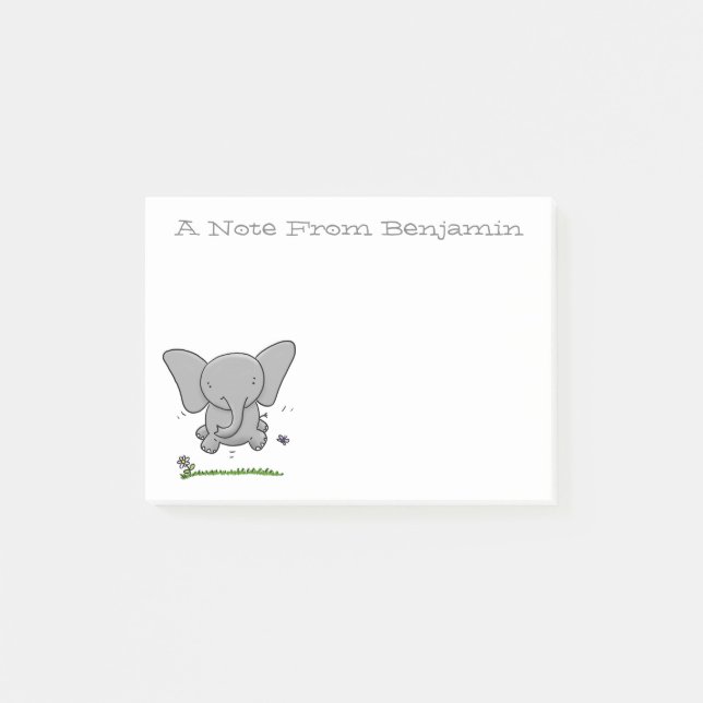 Post-it® Illustration d'un petit éléphant vert (Devant)