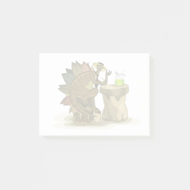 Post-it® Illustration D'Un Stegosaurus Qui Boit Une Boisson (Devant)