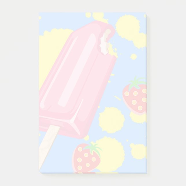 Post-it® Illustration Fun Pink Popsicle and Strawberries (Devant)