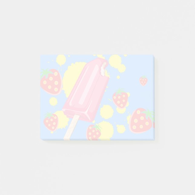 Post-it® Illustration Fun Pink Popsicle and Strawberries (Devant)