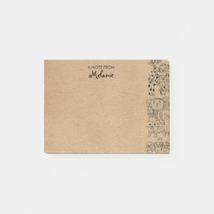 Post-it® Illustration Rustique Kraft Cats Personnalisée