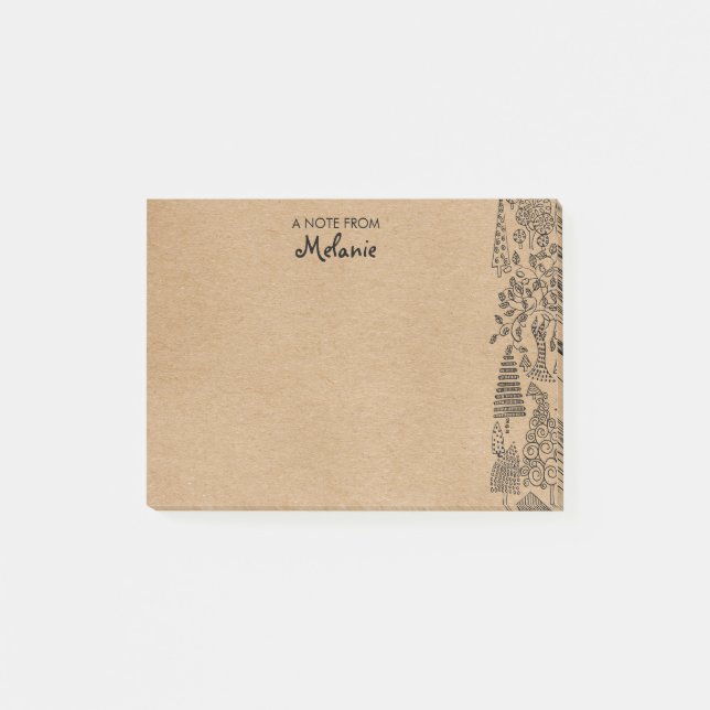 Post-it® Illustration Rustique Kraft Trees Personnalisée (Devant)