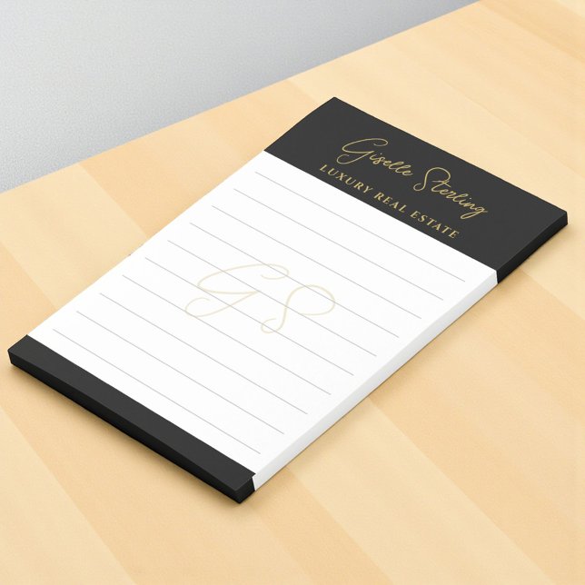 Post-it® Immobilier Black Gold Script de luxe professionnel (Créateur téléchargé)