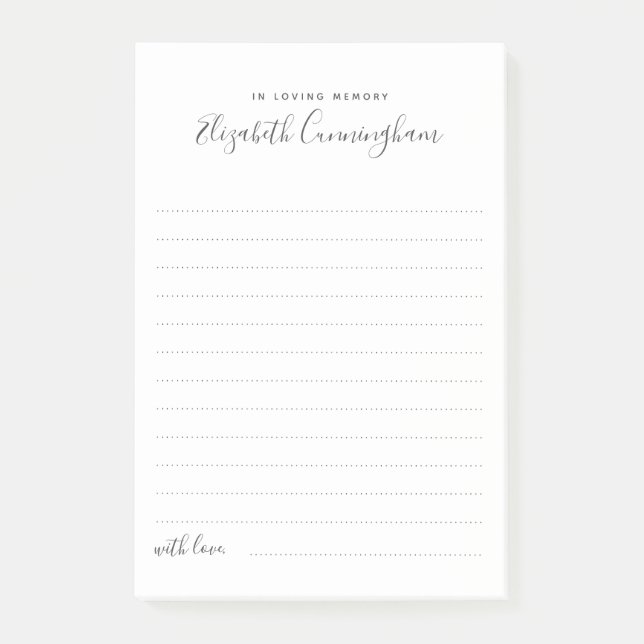 Post-it® In Love Mémoire Funeral Elegant Share a Memory (Devant)